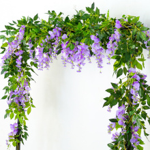 2Pcs 2M Wisteria Artificial Flowers Vine Garland Wedding Arch Decoration Fake Plants Foliage Rattan Trailing Faux Flowers