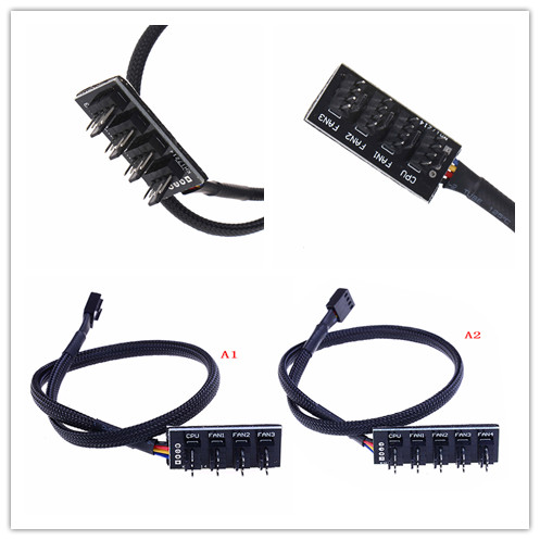 PC Cooler Fan Power Cable 1 Female to 4 Male 4Pin Socket Fan Hub Splitter Cable for 3Pin&4Pin PWM Cooling Fan