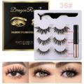 Magnetic Eyeliner Waterproof Long-lasting Three Pairs Of 3D Magnetic Eyelashes Set With Tweezers Handmade False Eyelash TSLM2