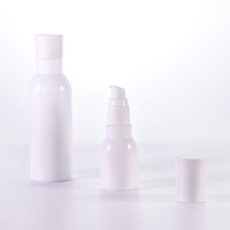 Opal White Shaped Glass Bottle With White Pumps 4 Jpg