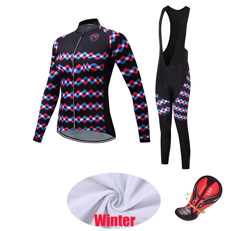 Women's Fashion Winter Cycling Jersey Set 2021 Thermal Fleece Road Bike Clothing Warm Suit Female Bicycle Clothes Uniform Dress