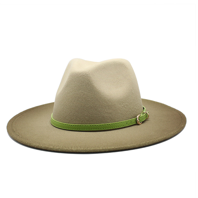 Fashion Men Women Wide Brim Wool Felt Jazz Fedora Hats British style Trilby Party Formal Panama Cap 2-color gradient Dress Hat
