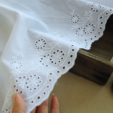 One Meter Hollow Out Floral Embroidered 35cm White Cotton Lace Ribbon DIY Apparel Sewing Fabric Home Textile Curtain Decoration