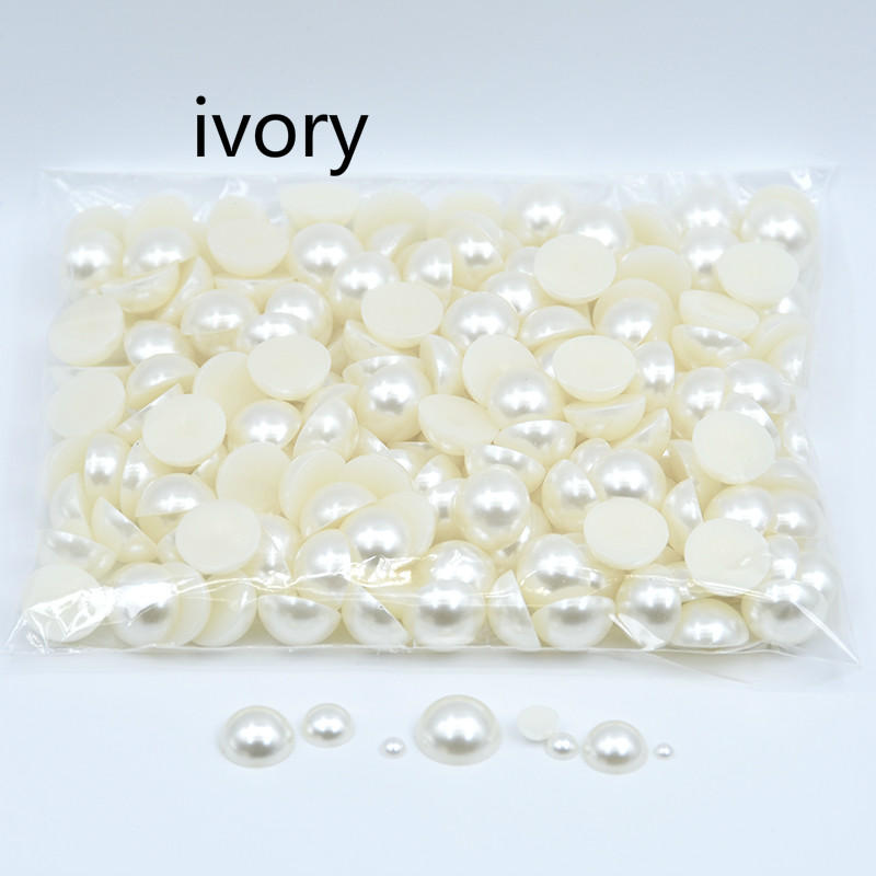 Wholesale 10000 Pcs 3-20 mm Acrylic Half Round White Ivory Imitation Pearl Loose Beads Jewelry Grament Clothes Bags Accessories