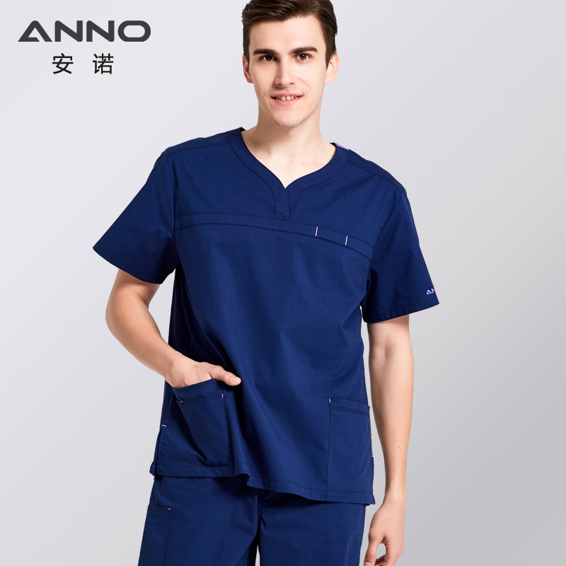 ANNO Nursing Uniforms Elastic Spandex Clinics Suit Female Male Scrubs Hospital Clothing Breathable Cloth Heathy Beauty Wear