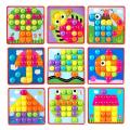 Kids 3D Puzzles Toy Colorful Buttons Assembling Mushrooms Nails Kit Baby Mosaic Composite Picture Puzzles Board Educational Toy
