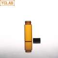 YCLAB 100PCS 8mL Glass Sample Bottle Brown Amber Screw with Plastic Cap and PE Pad Laboratory Chemistry Equipment