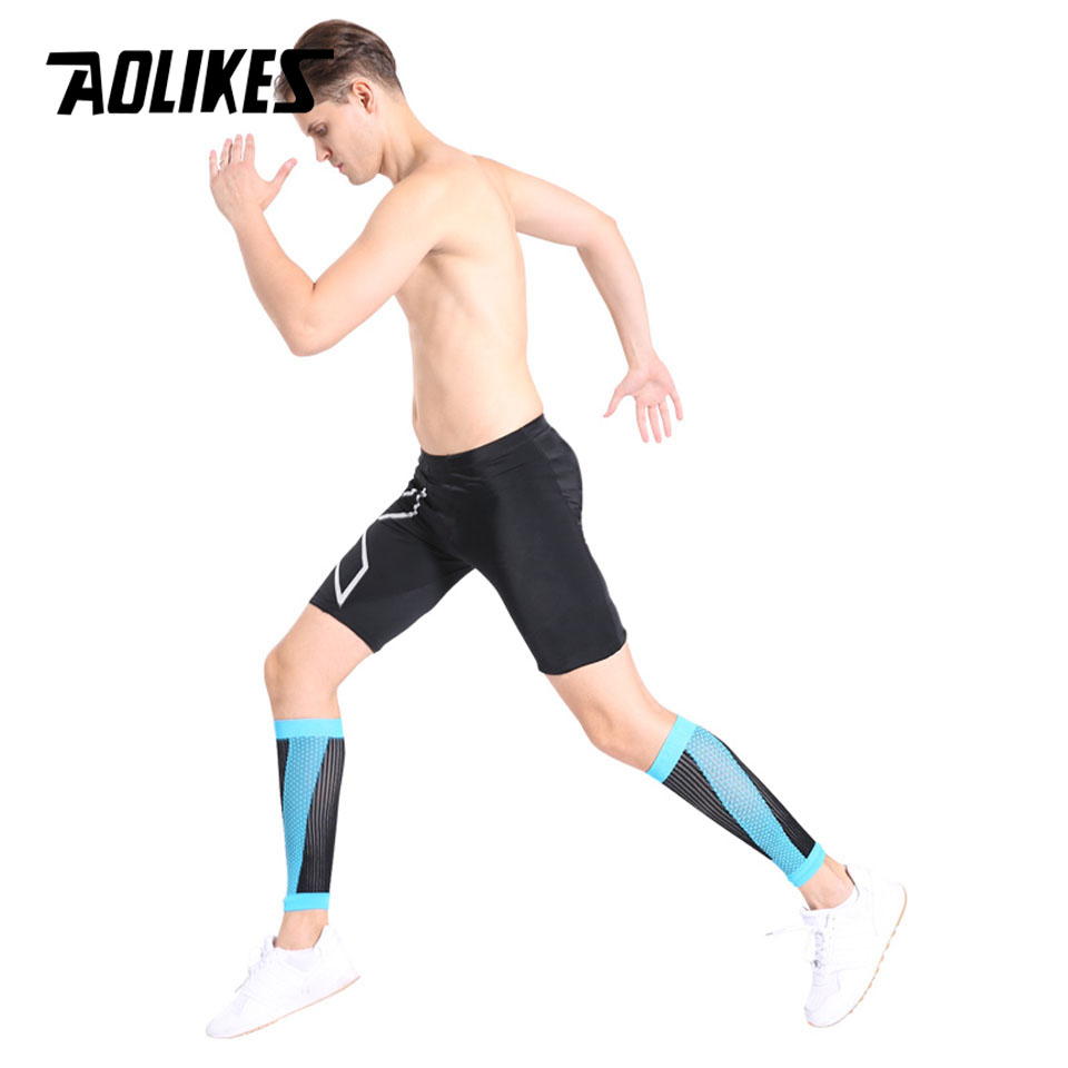 AOLIKES 1 Pair Shin Guards Soccer Football Protective Leg Calf Compression Sleeves Cycling Running Sports Safety shinguards