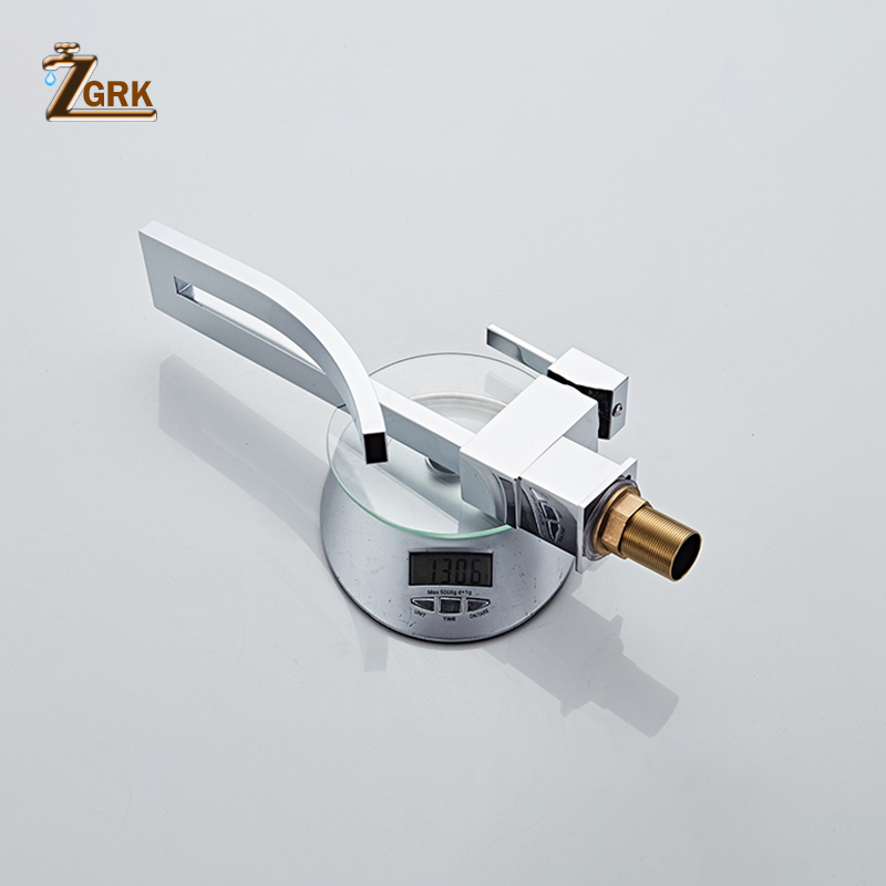 ZGRK Basin Faucets Single Handle Deck Mounted Chrome Brass Square Tall Bathroom Sink Faucet Hot And Cold Mixer Water Tap