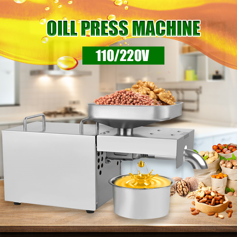 110V/220V Oil Press Machine Small Business Equipment Machine Stainless steel oil pressure Peanutss Sesame Nut Oil extractor