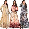 BNSQ Velvet Gold Thread Print Long Dress hijab Muslim Abayas Maxi Robe Dubai Indonesia Dresses Indian Arabic Clothing