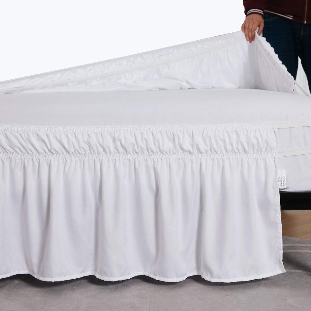 Large Hotel Bed Skirt Wrap Around Elastic Bed Shirts Without Bed Surface Twin /Full/ Queen/ King Sizes 38cm Height Home Decor