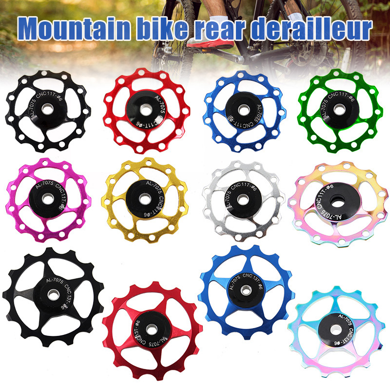 Aluminum Alloy Mountain Bike Bicycle Rear Derailleur Pulley Wheel Road Bikes Guide Roller for Outdoor Bicycle Parts