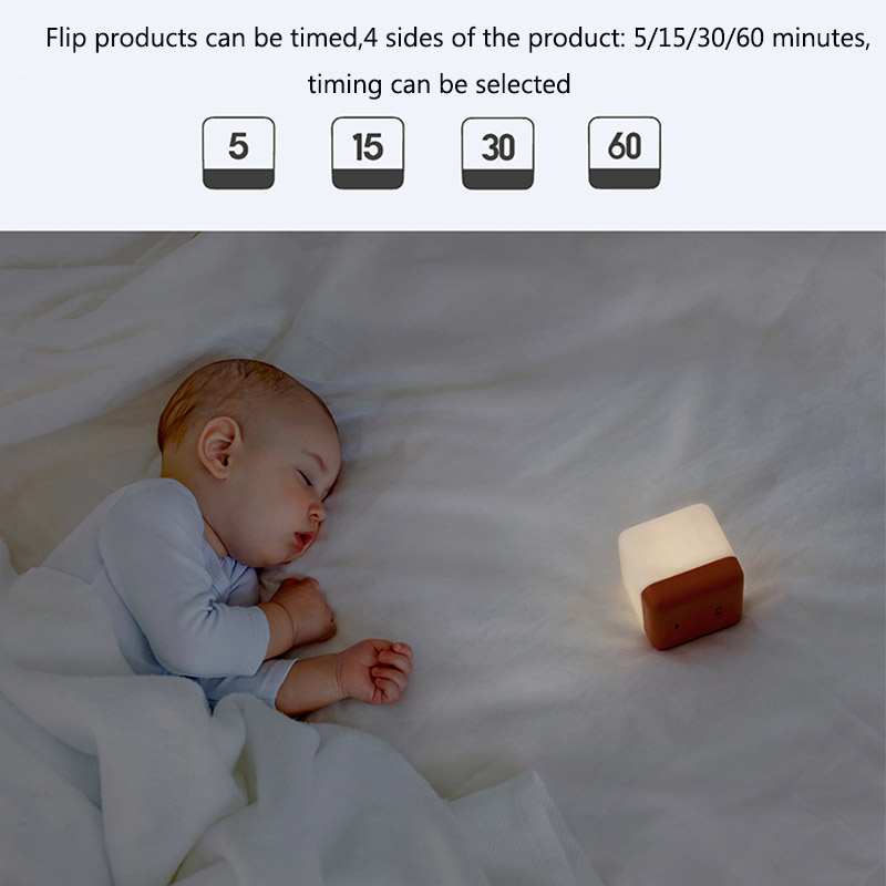 Portable LED night light USB powered flip timing eye protection square table lamp bedroom children's room decoration night lamp
