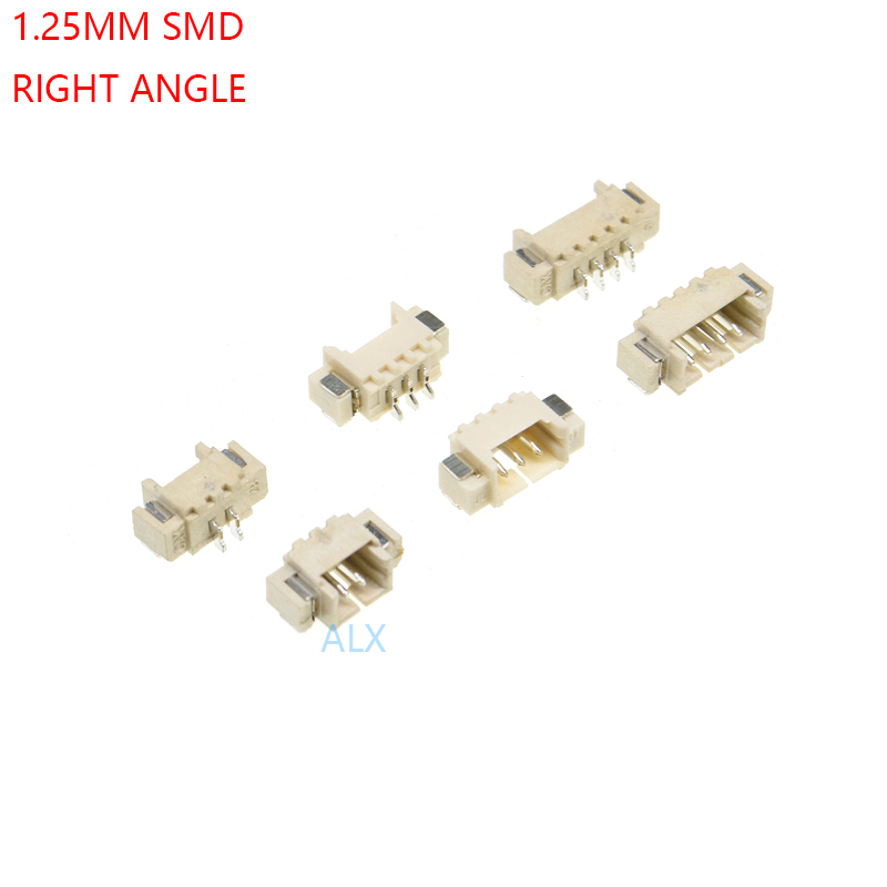 50pcs JST1.25 SMD SMT RIGHT ANGLE connector 1.25MM PITCH MALE pin header 2P/3P/4P/5P/6P/7P/8P/9P/10P/11P/12P FOR PCB BOARD JST