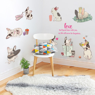Lovely french bulldog wall stickers home decor living room bedroom decal diy art mural wallpaper removable wall stikcer