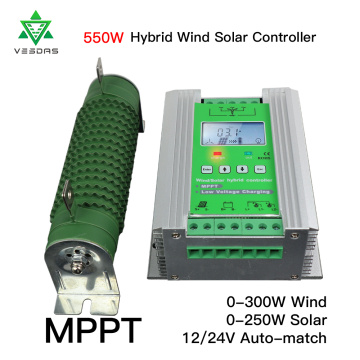 550-1400W MPPT Wind Solar Charge controller Hybrid Wind Solar Battery Tracker regulator 12/24V for Wind Generator Solar Panel