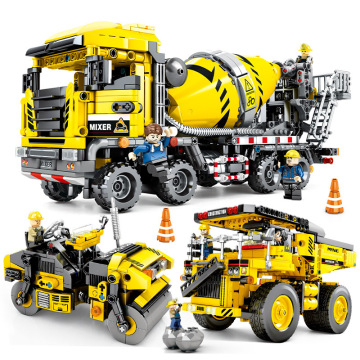 BLOCK City Engineering Bulldozer Crane Technic Car Truck Excavator Roller Building Blocks bricks Construction Toys