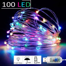 USB LED Christmas Tree New year's Garlands Fairy Lights 10m 5m Festoon String Light for Outdoor Home Window Wedding Decorative