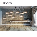 Laeacco Modern Living Room Stone Brick Wall Curtain Window Floor Light Interior Photography Background Backdrop For Photo Studio