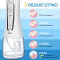 5 Modes Portable Oral Irrigator 300ml Waterproof Dental Water Flosser Jet USB Irrigator Dental Teeth Cleaner + 5 Jet Tips & Bag