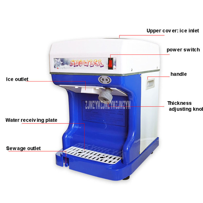 JCL-169 Commercial Ice Crusher Machine Thickness Adjustable Automatic Electric Ice Shaver Shaving Maker Machine 250W 220V