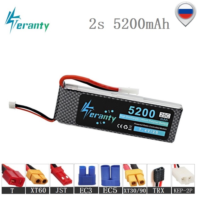 Tamiya Connectors 7.4v 5200mAh Lipo Battery For RC Car Boats Robots Airplanes Helicopter Parts 2s battery 7.4v RC Drones Battery