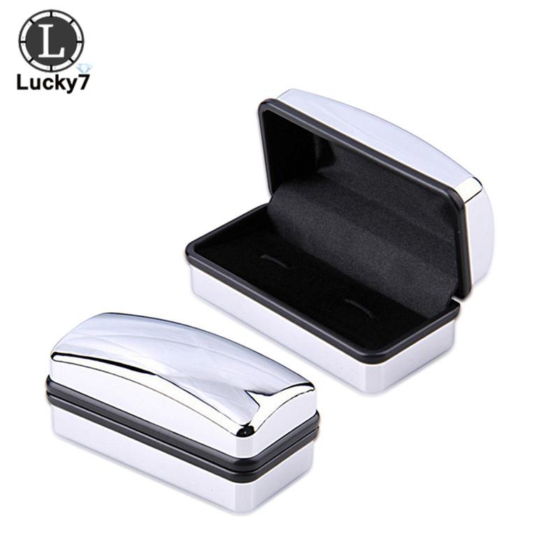 Wholesale Sliver Plating Cufflinks Box Gift Box Men Shirt Cufflinks Gemelos Carrying Case Cuff Link Tie Clip Boxes