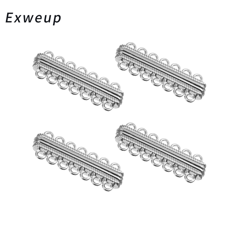 10pcs/lot Stripe Pattern Carved 2 Row Magnetic Clasps Findings Jewelry Making Connectors Accessories 48*14mm