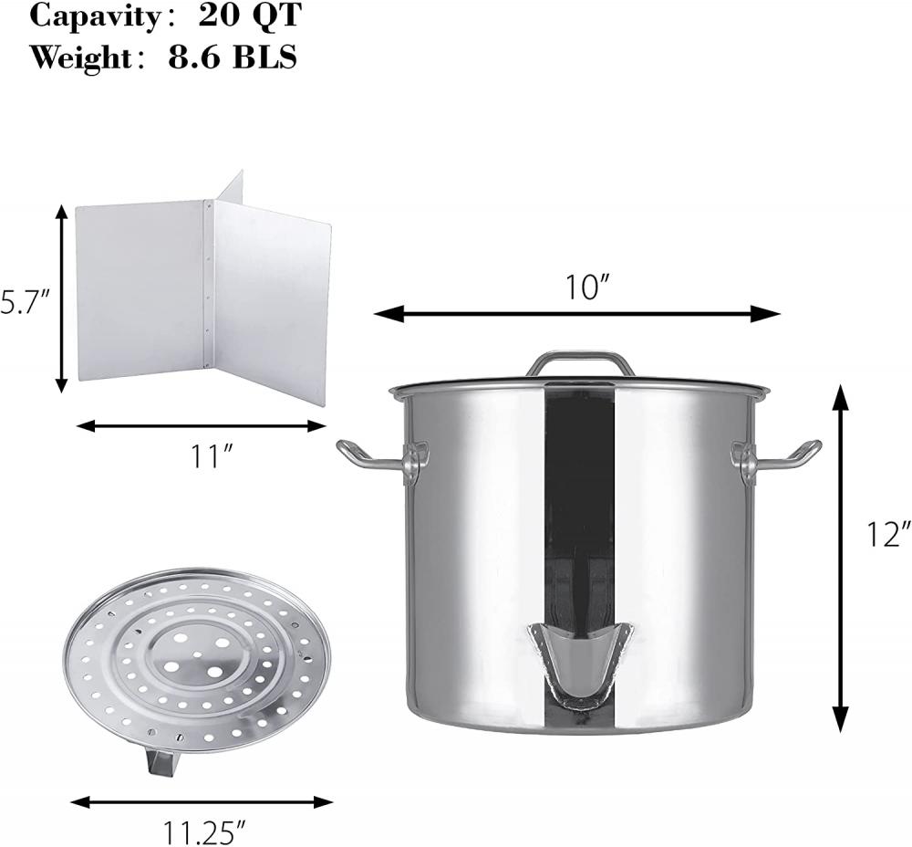 20QT Stainless Steel Tamale Steamer Pot