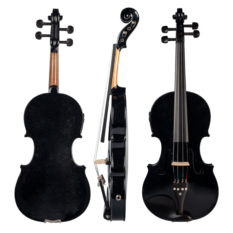 Hot 4/4 Full-Size Violin Violin Sound and Electric Violin Solid Wood Body Ebony Accessories High Quality Black Electric Violin