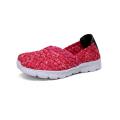 Rose Red Flexible Woven Elastic Upper Child Pumps