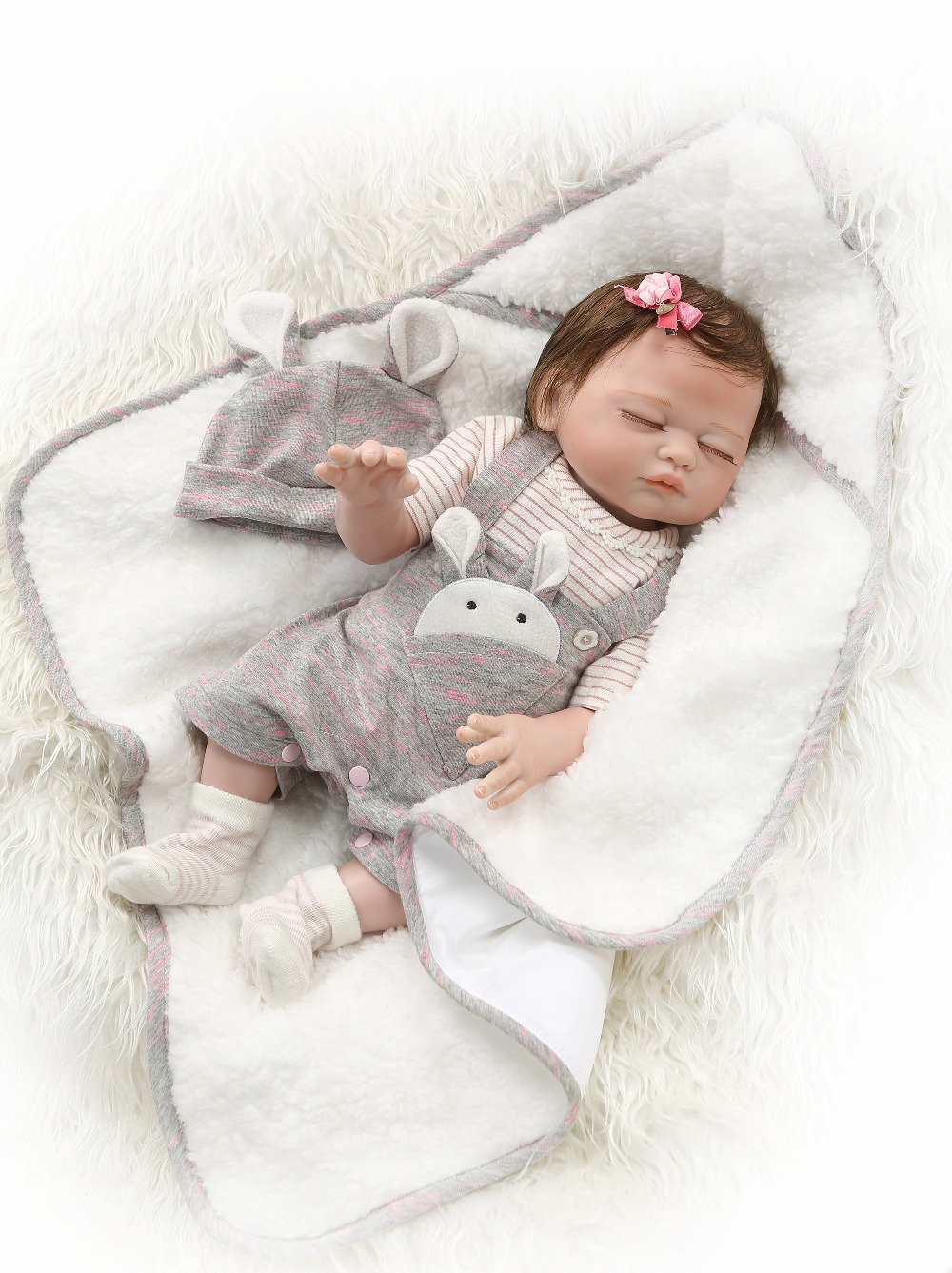 NPK 49CM full body silicone reborn baby doll twins boy and girl bebes reborn hand paint red skin rooted hair waterproof bath toy