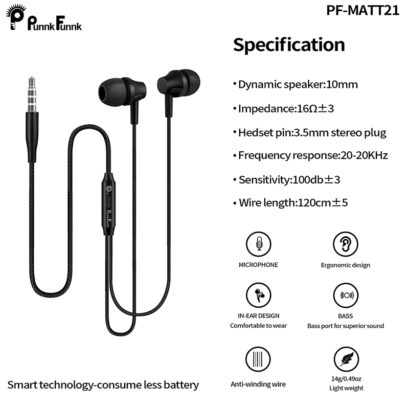 PunnkFunnk Wired Earphones Sport headset 1.2M In ear Deep Bass Stereo Earbuds W/Mic For iphone samsung huawei xiaomi vivo oppo