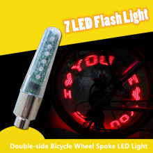 Bicycle Wheel Spoke LED Light Lamp Cycle Tyre Tire Wheel Valve 7 Flash Light with Bright Bike Words Cycling Light Accessories