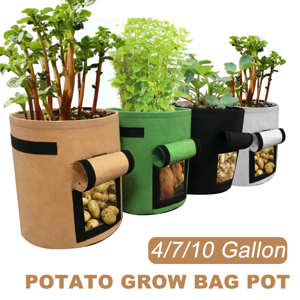 Vegetable Seeds Planting Bag Potato Growing Bag 4/7/10 Gallon Non-woven Fabrics Planter Pouch Planting Grow Bag Gardening tool
