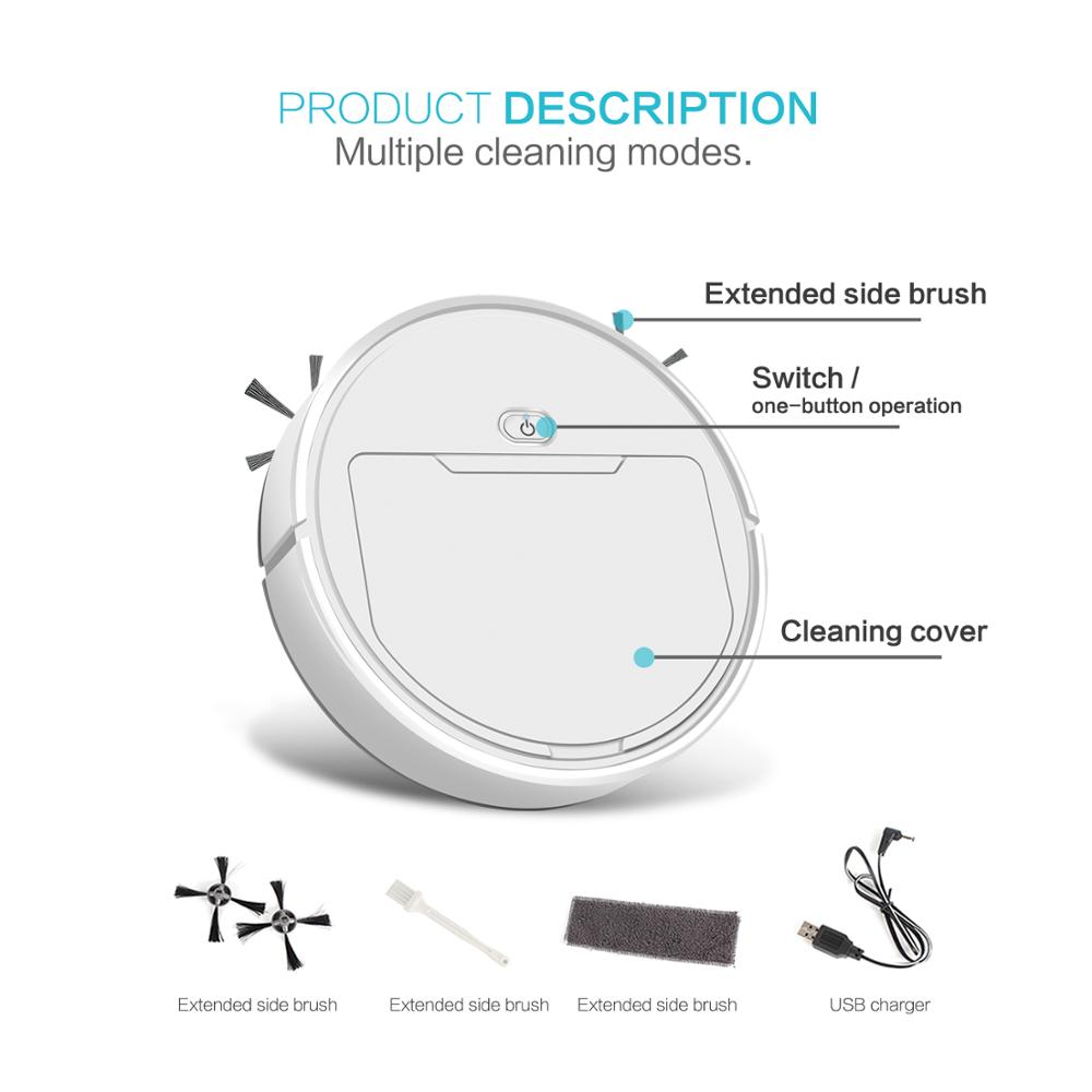 2020 Vacuum Cleaner Robots Multifunctional Smart Robot Vacuum Cleaners Sweeper Wet Mop Automatic USB Rechargeable Cleaning Robot