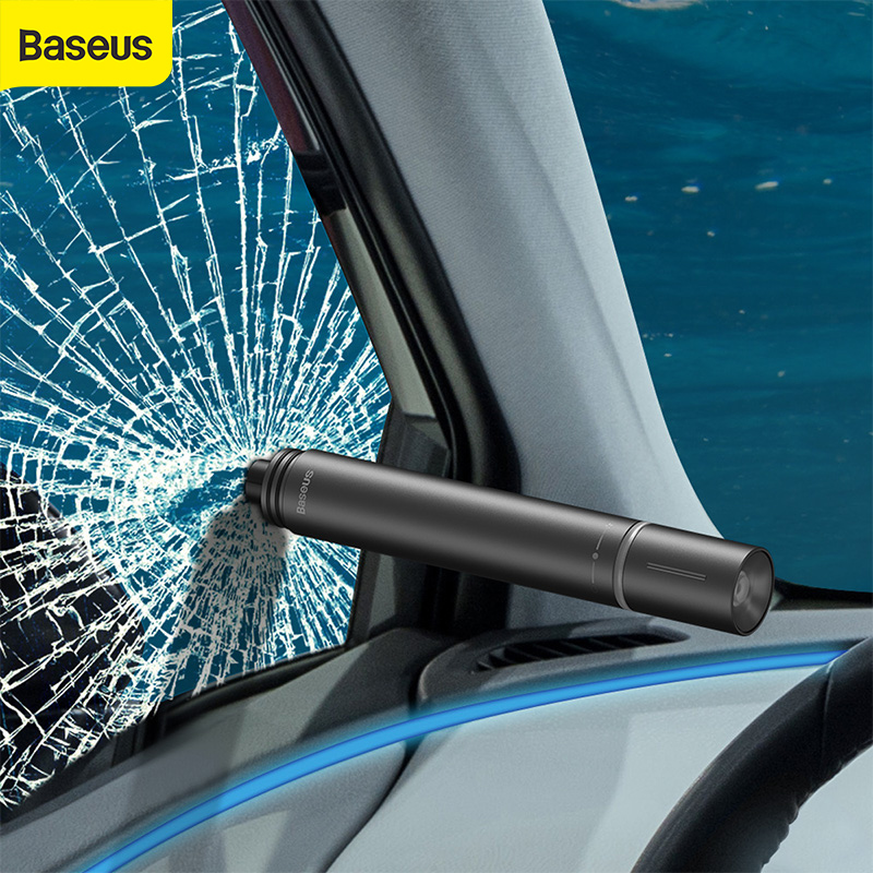 Baseus Car Safety Hammer Window Breaking Flashlight Portable Auto Glass Breaker Emergency Life-Saving Tools Car Accessories