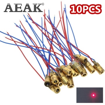 AEAK 10PCS 5V 650nm 5mW Adjustable Laser Dot Diode Module Red Sight Copper Head Mini Laser Pointer