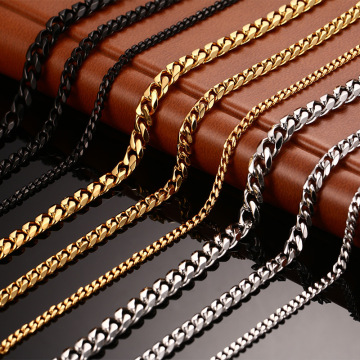 3MM 5MM 7MMCuban Link Chain Stainless Steel Necklace Gold Filled Tone Punk Hip Hop Men 's Jewelry USENSET