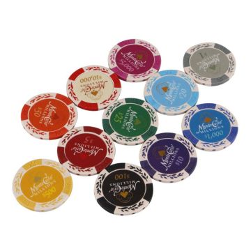 10Pcs Poker Chips Monte Carlo Casino Wheat Coins Baccarat Texas Hold'em Chip
