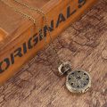 Vintage Fashion Pocket Watch Bronze Color Quartz Watch Chain Stainless Hollow Pentagram Watches Pendant Gift cep Clock