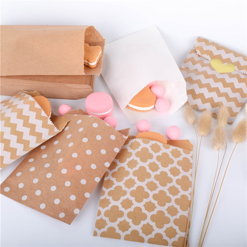 100 pcs 15*10cm Kraft Paper bags Popcorn Food Safe Printed Birthday Party Supplies eco friendly kraft promotion Candy Gift bag