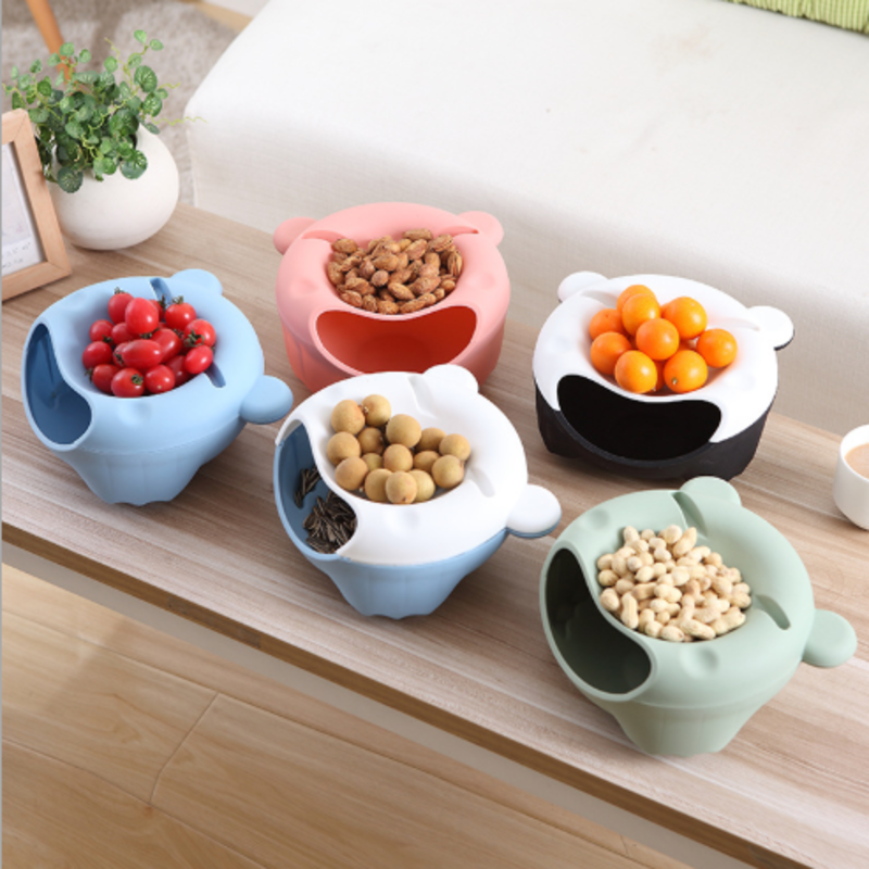 Creative Fruit Bowl Hemispherical Desktop Plastic Trash Can Double-layer Melon nut Tray Storage box