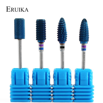 ERUIKA 4 Type Blue Tungsten Carbide Nail Drill Bit Nano Coating Metal Bits Machine For Manicure Nail Milling Drill Accessories