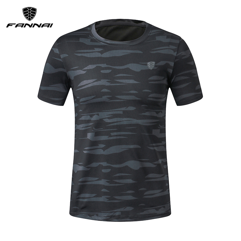 FANNAI Men Sport Running T Shirt Camouflage Sportswear Short Sleeve Fitness Gym Shirt Quick Dry Basketball Training T Shirt