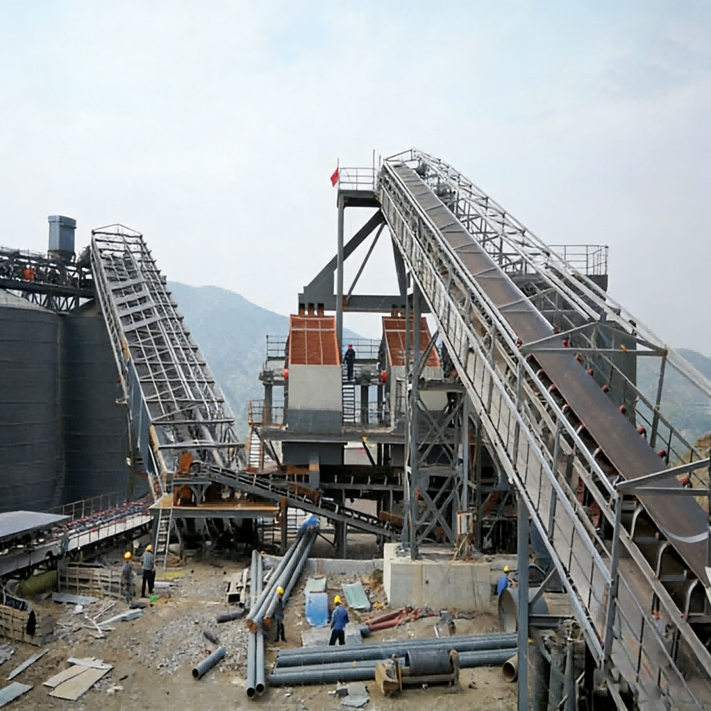 Enclosed limestone crushing plant