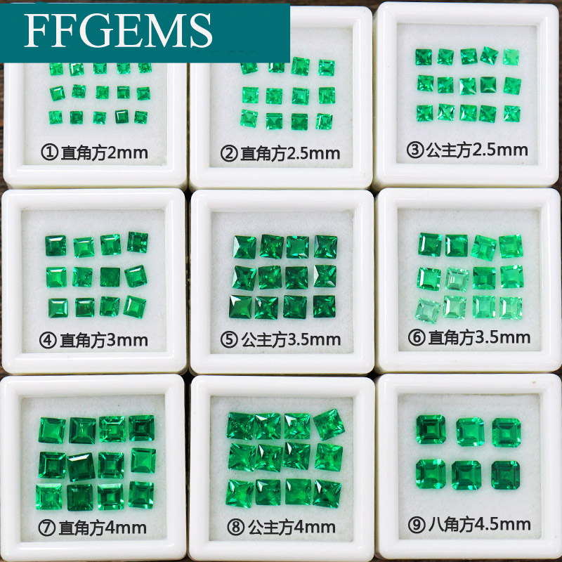 High Quality VVS Small Square Lab Created Emerald certificate green Loose Gemstone 1PC For DIY silver gold Jewelry free shipping