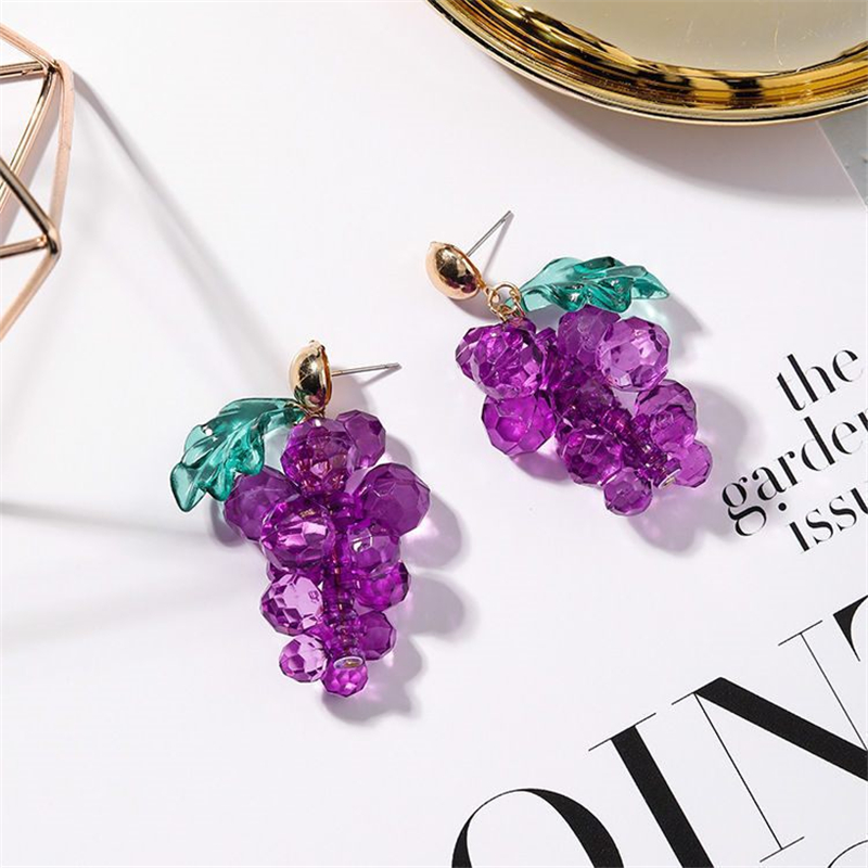 LATS Korean Purple Fashion Fresh Dangle Earring 2020 Flowers Butterfly Round Heart Grape Earrings for Women Brincos Cute Jewelry