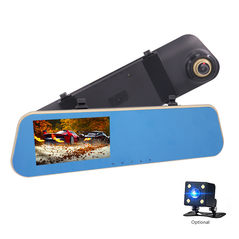 Full HD 1080p Dash Cam Car DVR Reverse Camera Auto 4.3 Inch Car Rear View Camera Mirror Digital Video Recorder Dual Lens